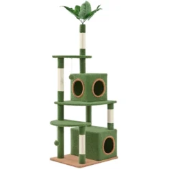 Yaheetech 59" H Cat Tree Tower With Natural Sisal Scratching Posts, Green/Brown -Furniture GUEST cf60db05 2ffc 4fdb 9e0a c74b3f62a4a6