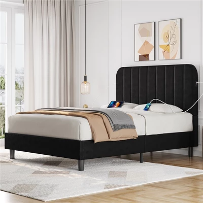 Yaheetech Upholstered Platform Bed Frame With Square Tufted Fabric Headboard 1 Yaheetech Upholstered Platform Bed Frame With Square Tufted Fabric Headboard