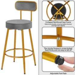 Yaheetech Velvet Ergonomic Bar Stools With Backrest And Footrest Set Of 2 10 Yaheetech Velvet Ergonomic Bar Stools With Backrest And Footrest Set Of 2 -Furniture GUEST d0b1cceb 1898 4461 a573 cdf8c149645a