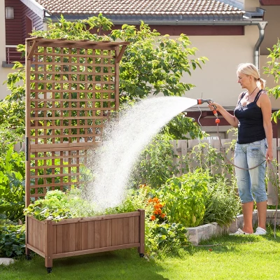 Yaheetech 72"H Wood Planter Raised Bed With Trellis 1 Yaheetech 72"H Wood Planter Raised Bed With Trellis