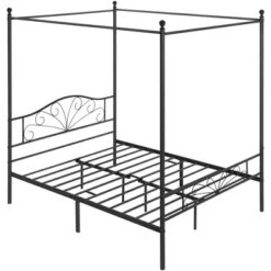 Yaheetech Metal Canopy Bed Frame, Four-poster Canopied Platform Bed With Arched Headboard -Furniture GUEST d24384ad 0f5a 48b3 b4f6 a88bc7ec282a