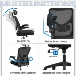 Yaheetech Adjustable High Back Mesh Office Chair With Folding Padded Armrests -Furniture GUEST d2910fd7 3ef5 4e94 9491 01ca8fe5d8cf
