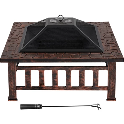 Yaheetech 34in Fire Pit Table Outdoor Patio Fire Pits Square Steel Stove With Mesh Screen And Cover 6 Yaheetech 34in Fire Pit Table Outdoor Patio Fire Pits Square Steel Stove With Mesh Screen And Cover - Image 6