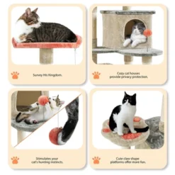 Yaheetech 57.5" Tall Cat Paw-Shaped Play Tower With Natural Sisal, Beige -Furniture GUEST d41af01b cbae 485c 8104 bcab63d0eb15
