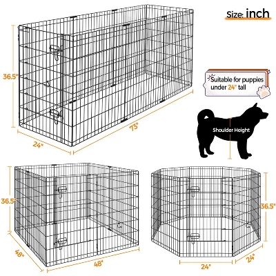 Yaheetech 8 Panel Metal Pet Playpen Dog Exercise Pen Fence, Black 2 Yaheetech 8 Panel Metal Pet Playpen Dog Exercise Pen Fence, Black - Image 2