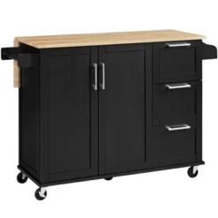 Yaheetech Rolling Kitchen Cart Kitchen Island With Storage Cabinet -Furniture GUEST d49d7201 a810 4529 bd6a c4aa3528a215