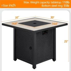 Yaheetech Gas Fire Pit Table Square With Ceramic Tabletop Outdoor -Furniture GUEST d4c65409 2ad7 4e0d a5c2 b82d6988d7ff
