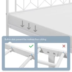 Yaheetech Queen Size Vintage Metal Bed Frame With Headboard, White 9 Yaheetech Queen Size Vintage Metal Bed Frame With Headboard, White -Furniture GUEST d4fd22b0 2149 4cf3 9726 979ad38d2216