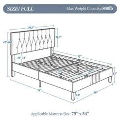 Yaheetech Upholstered Bed Frame With Button-Tufted Headboard -Furniture GUEST d530c7d0 5639 4fe2 bd22 59fd3179c2f1