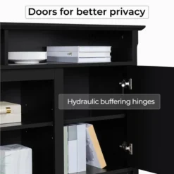 Yaheetech 31in Height Tall Modern TV Stand Media TV Console Black -Furniture GUEST d55a6403 37bb 47de 87c0 09cd1a3d161e