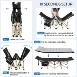 Yaheetech Folding Camping Cot With Mat And Carry Bag -Furniture GUEST d5906669 65b6 4611 b490 f233410861fe
