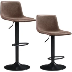 Yaheetech 2pcs Vintage Adjustable Swivel Counter Height Bar Stools With Backrest And Footrest -Furniture GUEST d5c88055 6e14 4200 8549 97d43aaaf16a