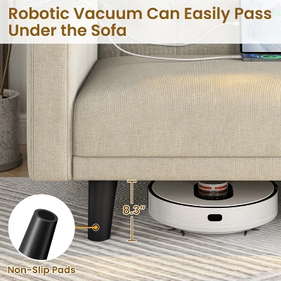 Yaheetech 63in Convertible Futon Sofa Bed With USB Ports For Living Room 5 Yaheetech 63in Convertible Futon Sofa Bed With USB Ports For Living Room - Image 5