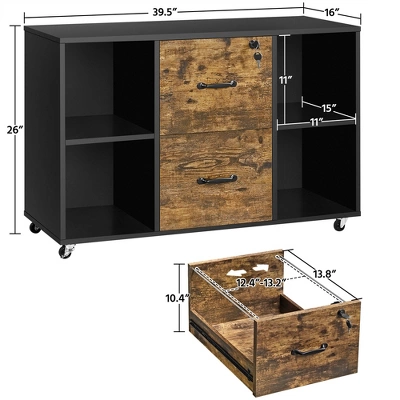 Yaheetech Rolling File Cabinet With 2 Drawers And 4 Open Storage Shelves For Home Office 3 Yaheetech Rolling File Cabinet With 2 Drawers And 4 Open Storage Shelves For Home Office - Image 3