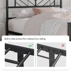 Yaheetech Metal Platform Bed With Arrow Design Headboard And Footboard -Furniture GUEST d667610b 9363 4821 8113 3218693faaad