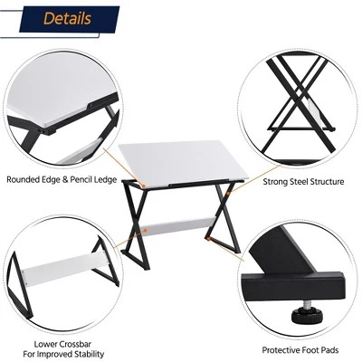 Yaheetech Minimalist Drafting Table For Artists Basic Drawing Deck White 3 Yaheetech Minimalist Drafting Table For Artists Basic Drawing Deck White - Image 3
