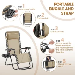 Yaheetech 3pcs 26in Outdoor Zero Gravity Chairs With Table -Furniture GUEST d7891240 800b 462d a26f f51bbea9af9d