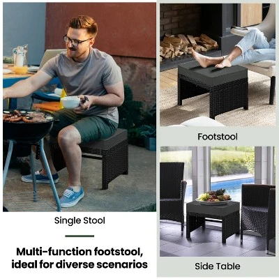 Yaheetech 2PCS Wicker Ottomans For Patio, Backyard 5 Yaheetech 2PCS Wicker Ottomans For Patio, Backyard - Image 5