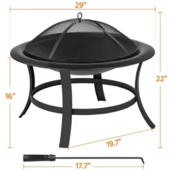 Yaheetech 29" Round Fire Pits Fire Bowl With Spark Screen For Backyard Patio Camping -Furniture GUEST d834c06c b093 4638 bdb7 2fcec52abeba