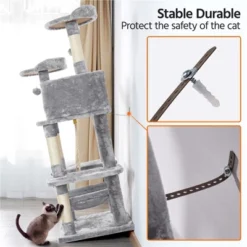 Yaheetech 59"H 4-Level Plush Cat Tree With Condos - Light Gray 13 Yaheetech 59"H 4-Level Plush Cat Tree With Condos - Light Gray -Furniture GUEST d8b8a8b9 4152 42c0 b65c 54495bcde1f8