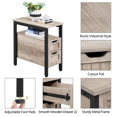 Yaheetech Vintage Side Table End Table With 2 Drawer, Gray 3 Yaheetech Vintage Side Table End Table With 2 Drawer, Gray - Image 3