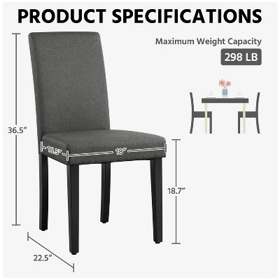 Yaheetech Set Of 2 Armless Upholstered Dining Chairs With Solid Wood Legs 2 Yaheetech Set Of 2 Armless Upholstered Dining Chairs With Solid Wood Legs - Image 2