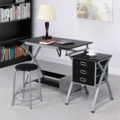 Yaheetech Adjustable Drafting Table Drawing Station Black