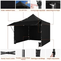 Yaheetech Portable 10 X 10 Ft. Pop-up Canopy Tent With 3 Sidewalls And Adjustable Awning -Furniture GUEST db591979 c6f1 4608 86be 32b69a3b3171