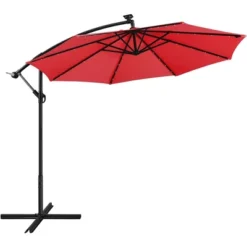Yaheetech 10 Ft Patio Offset Umbrella With Crank & Cross Base -Furniture GUEST db674999 b0b5 4d2b bed4 108916d45157