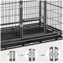 Yaheetech Rolling Dog Crate Metal Large Dog Cage Black -Furniture GUEST dd2e40ee 0796 4054 9e10 bafebe6809aa