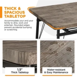 Yaheetech Farmhouse Space-Saving 6 Piece Dining Table Set With 2 Storage Racks For Kitchen -Furniture GUEST dd99311d 3fa8 41a4 911c 542931730d96