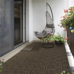 Yaheetech Pack Of 27 Waterproof Plastic Interlocking Fir Wood Flooring Tiles