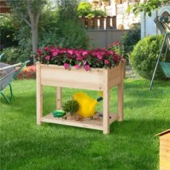 Yaheetech Wooden Raised Garden Bed Elevated Planter Box Brown
