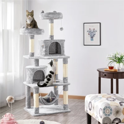Yaheetech 62.2"H 3-Level Cat Tower With 2 Condos For Indoor Cats 1 Yaheetech 62.2"H 3-Level Cat Tower With 2 Condos For Indoor Cats