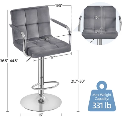 Yaheetech 2PCS Height Adjustable Swivel Bar Stools With Large Steel Base Backrests Footrest 2 Yaheetech 2PCS Height Adjustable Swivel Bar Stools With Large Steel Base Backrests Footrest - Image 2