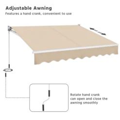 Yaheetech Retractable Awning Outdoor Sun Shade Garden Shelter Manual Adjustable With Protection Coating And Hand Crank -Furniture GUEST df8e404d 82ee 4465 abfe 73b44d017cd9