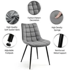 Yaheetech Set Of 2 Dining Kitchen Chairs With Backrest For Kitchen, Gray -Furniture GUEST dfbbe75e 4407 403a 945e 069fc75c3d71