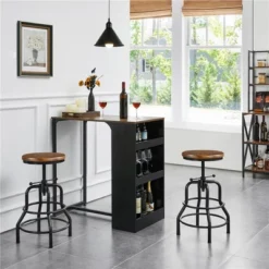 Yaheetech Swivel Round Bar Stool Wood Metal Stool For Kitchen Restaurant Bar