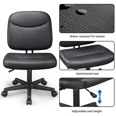 Yaheetech Armless Office Chair Mid-Back Task Chair Adjustable Desk Chair,Black 3 Yaheetech Armless Office Chair Mid-Back Task Chair Adjustable Desk Chair,Black - Image 3