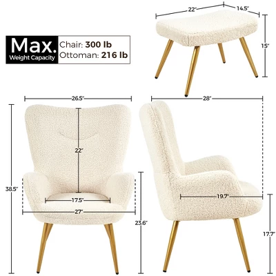 Yaheetech Accent Chair And Ottoman Set With Footstool 2 Yaheetech Accent Chair And Ottoman Set With Footstool - Image 2