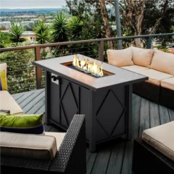 Yaheetech Outdoor Propane Gas Fire Pit Table 43 Inch Auto-Ignition 2 In 1 Gas Firepit -Furniture GUEST e1666aa4 b6fb 4e39 bc90 9d2cb51cff2f