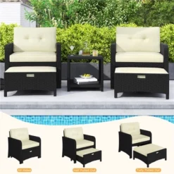Yaheetech 5-Piece Patio Furniture Set With Cushions & Pillows For Backyard, Porch, Garden -Furniture GUEST e22f06c8 f1cc 42fe 86f2 d8a769343b61