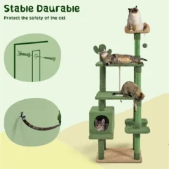 Yaheetech 70.5″ H Cactus Cat Tree Cat Tower With Natural Sisal, Green/Brown 11 Yaheetech 70.5″ H Cactus Cat Tree Cat Tower With Natural Sisal, Green/Brown -Furniture GUEST e2561132 fc77 4817 bccf 8f7b801822a8