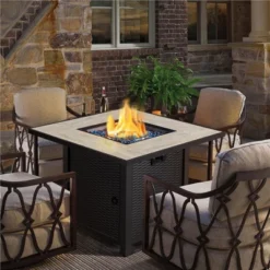 Yaheetech Gas Fire Pit Table Square With Ceramic Tabletop Outdoor -Furniture GUEST e4b48e17 d4a0 4af8 a215 4e9781f76008