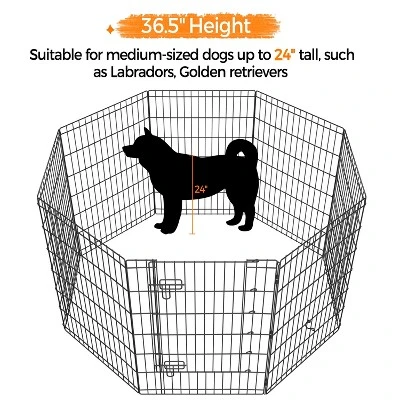 Yaheetech 8 Panel Metal Pet Playpen Dog Exercise Pen Fence, Black 6 Yaheetech 8 Panel Metal Pet Playpen Dog Exercise Pen Fence, Black - Image 6