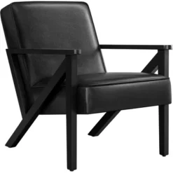 Yaheetech Faux Leather Armchair Accent Chair With Wood Legs For Living Room -Furniture GUEST e6318c7f 7a64 4da9 a22d 4e2b5f205f8c