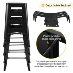 Yaheetech 26" Stackable Low Back Metal Counter Height Bar Stools With Footrest, Set Of 4 -Furniture GUEST e67e16e8 a7d0 4bd7 a660 ea4ed8de4904