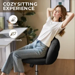 Yaheetech Boucle Upholstered Rolling Makeup Vanity Chair -Furniture GUEST e785cbba b243 4aa2 8ab8 e811c38e230c