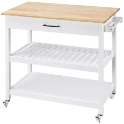 Yaheetech Rolling Kitchen Island Microwave Oven Stand With 3 Shelves And Worktop -Furniture GUEST e880f30f 2a81 417d b3a7 fa72aaeeb011