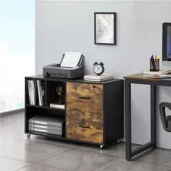 Yaheetech Mobile Letter Size Rolling File Cabinet With Drawers And Storage Shelves For Home Office